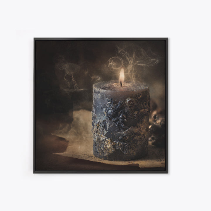 The Black Wax Candle, Symbolist Dream Art, Square Wall Art, Dark Fantasy Wall Art, Canvas Print, Halloween Wall Art, Gothic Home Decor