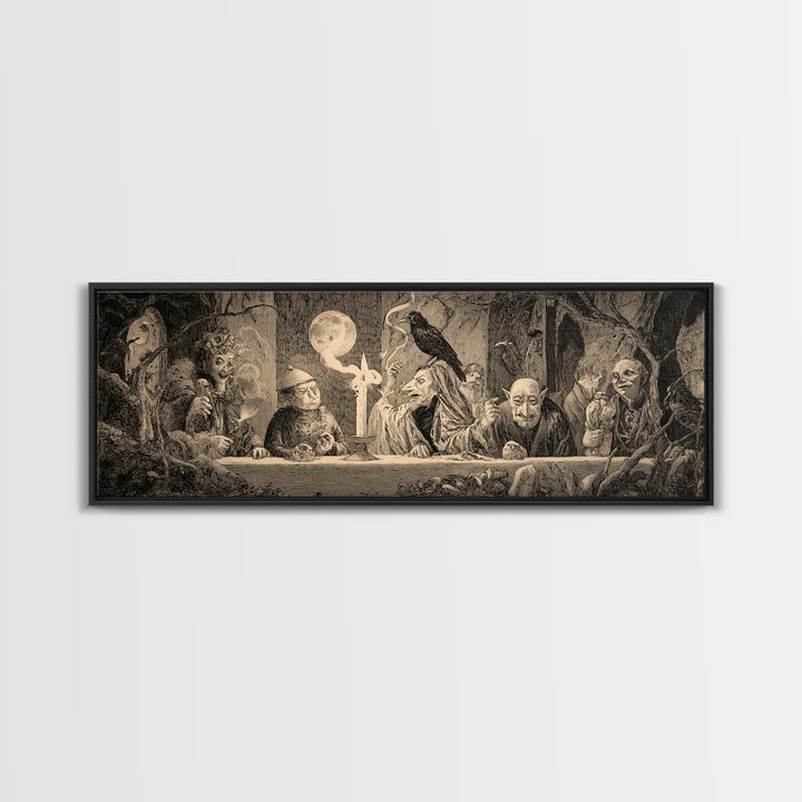 The Black Wax Candle, Expressionist Nightmare Art, Extra Wide Wall Art, Gothic Horror Wall Art, Framed Canvas Print, Halloween Wall Art