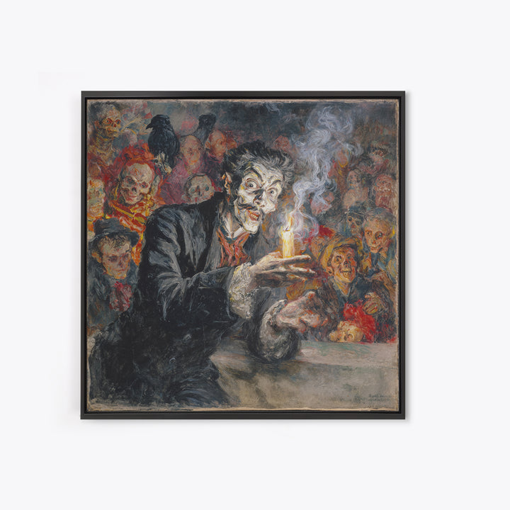 The Black Wax Candle, Grotesque Carnival Art, Square Wall Art, Gothic Horror Wall Art, Framed Canvas Print, Halloween Wall Art