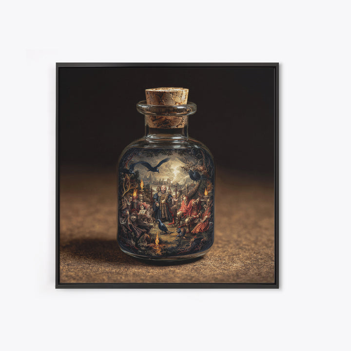 The Bottled Ghost, Danse Macabre Art, Square Wall Art, Gothic Horror Wall Art, Canvas Print, Halloween Wall Art