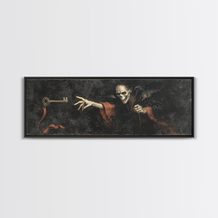 The Coffin Key, Dark Romantic Horror Art, Extra Wide Wall Art, Gothic Horror Wall Art, Framed Canvas Print, Halloween Wall Art