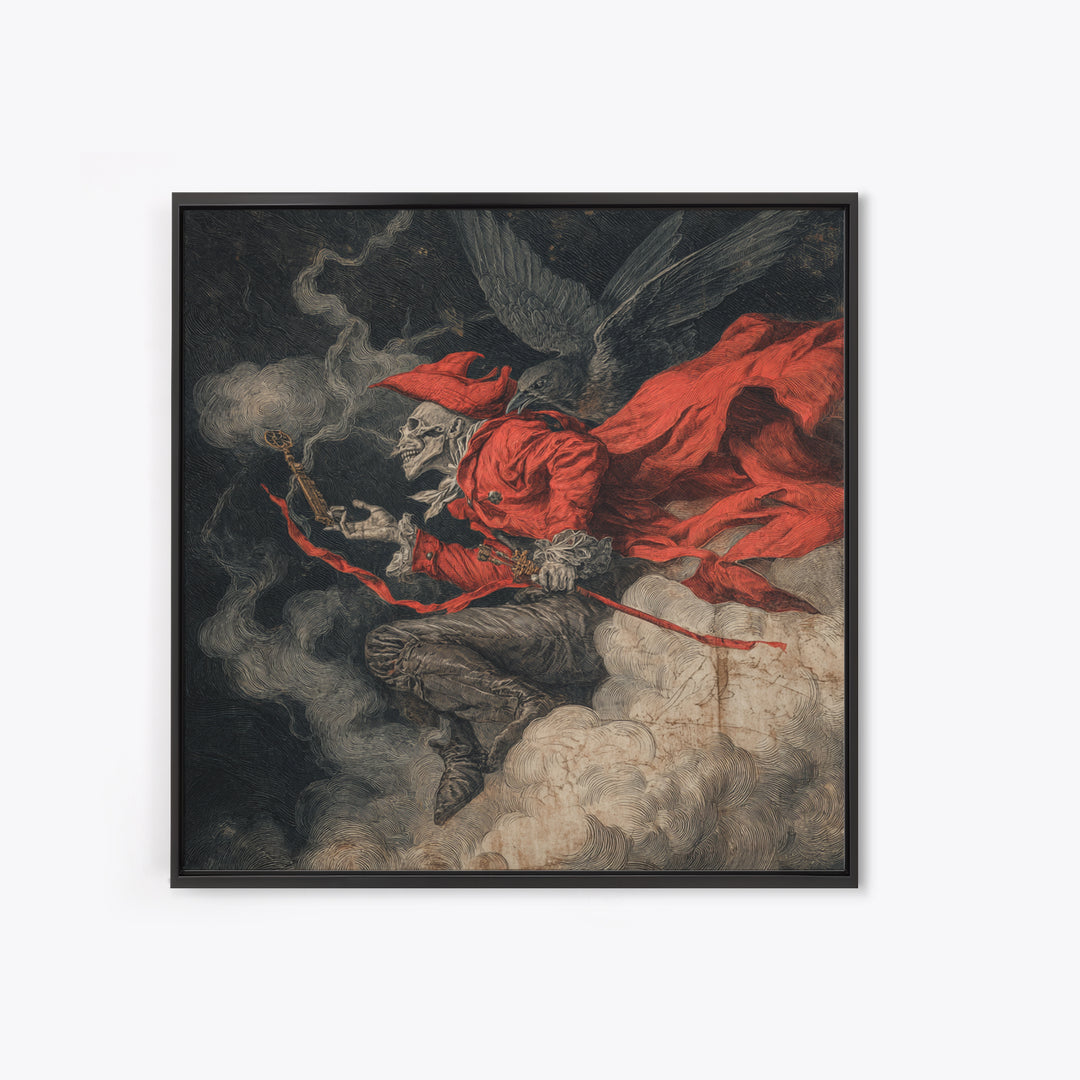 The Coffin Key, Gothic Nightmare Art, Square Wall Art, Dark Fantasy Wall Art, Framed Canvas Print, Halloween Wall Art