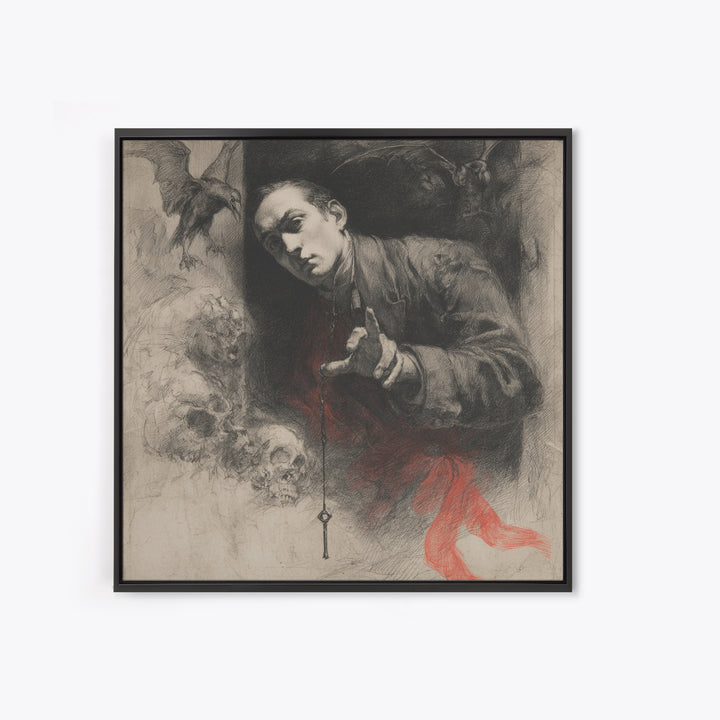 The Coffin Key, Symbolist Dream Art, Square Wall Art, Dark Fantasy Wall Art, Canvas Print, Halloween Wall Art, Dark Fantasy Art