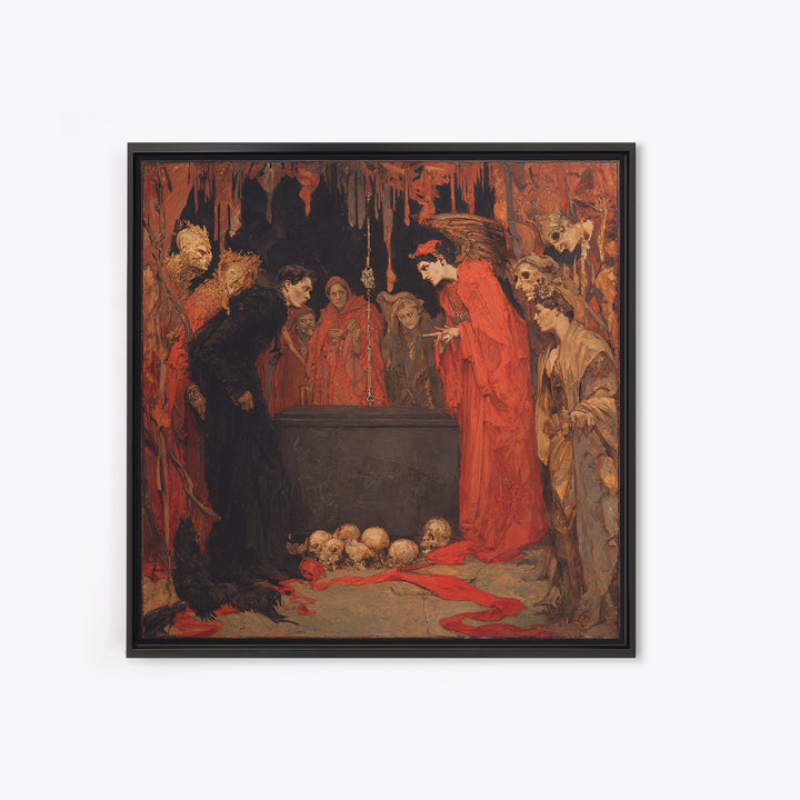 The Coffin Key, Dark Symbolist Art, Square Wall Art, Dark Fantasy Wall Art, Canvas Print, Halloween Wall Art, Horror Wall Art