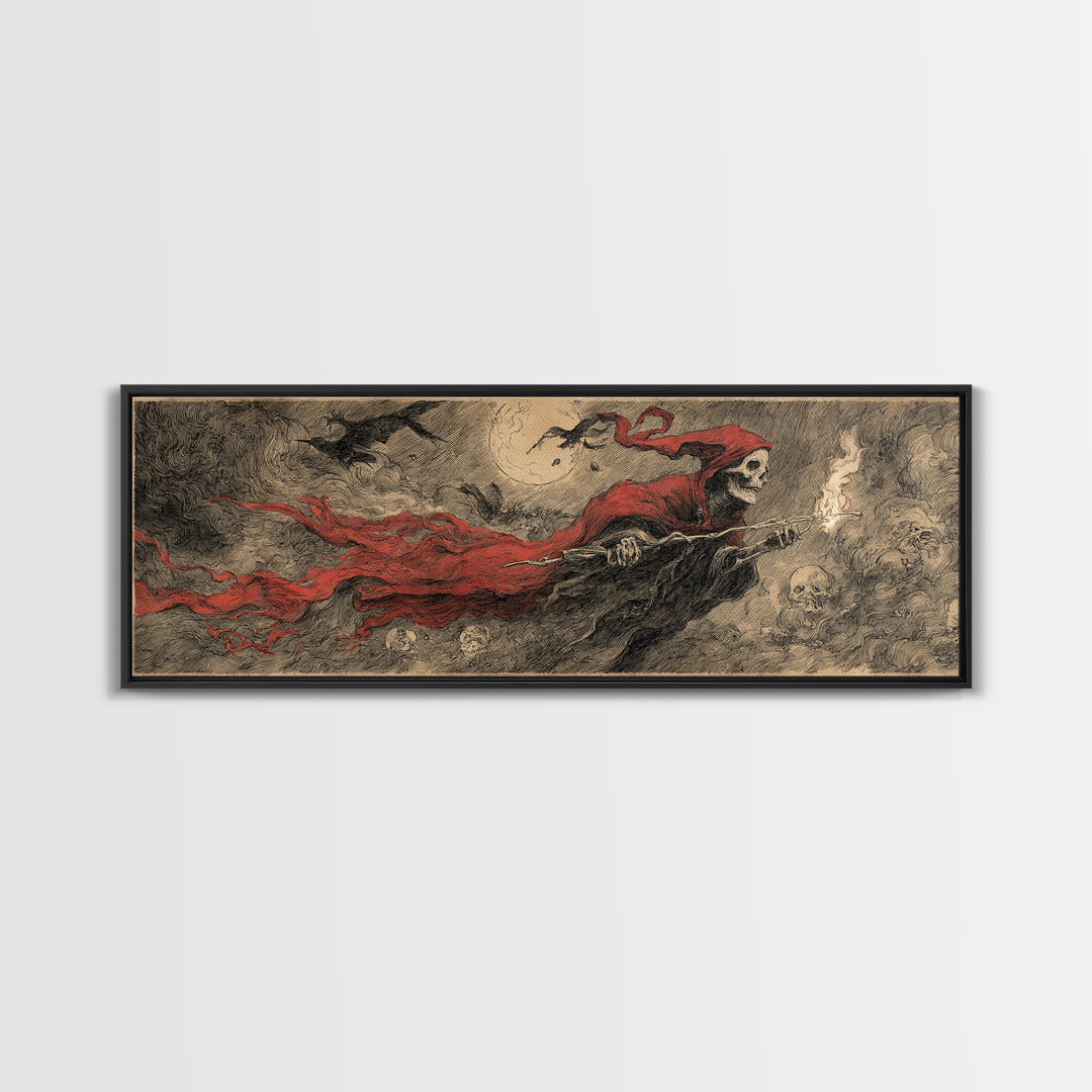 The Coffin Key, Expressionist Nightmare Art, Extra Wide Wall Art, Dark Halloween Decor, Framed Canvas Print, Halloween Wall Art