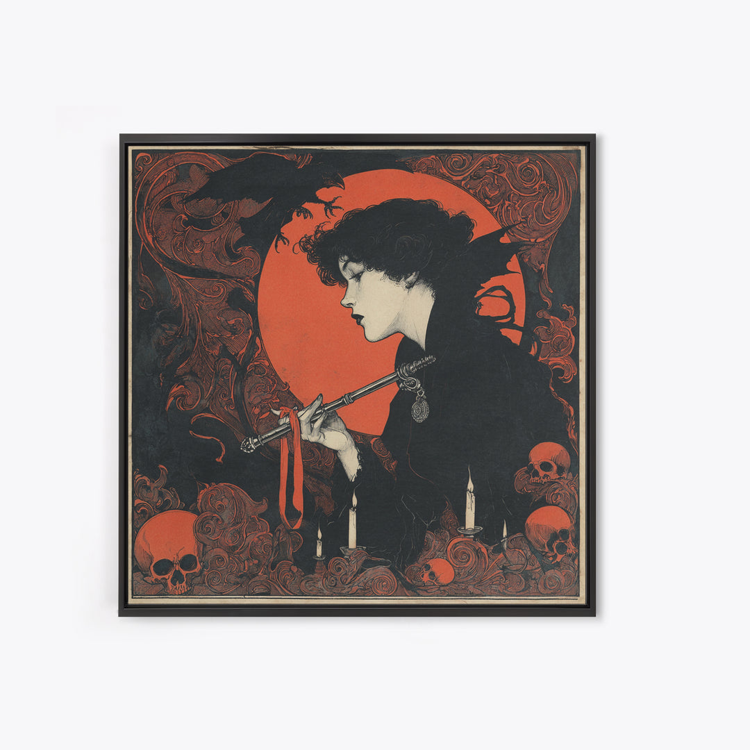 The Coffin Key, Decadent Line Art, Square Wall Art, Dark Fantasy Wall Art, Canvas Print, Halloween Wall Art, Spooky Wall Decor