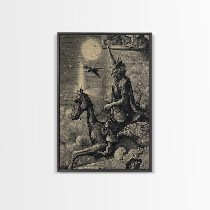 The Antique Spirit Board, Renaissance Engraving Art, Vertical Wall Art, Dark Fantasy Wall Art, Canvas Print, Halloween Wall Art