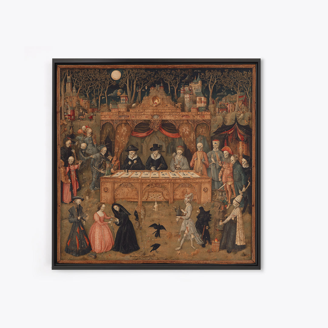 The Antique Spirit Board, Danse Macabre Art, Square Wall Art, Dark Fantasy Wall Art, Framed Canvas Print
