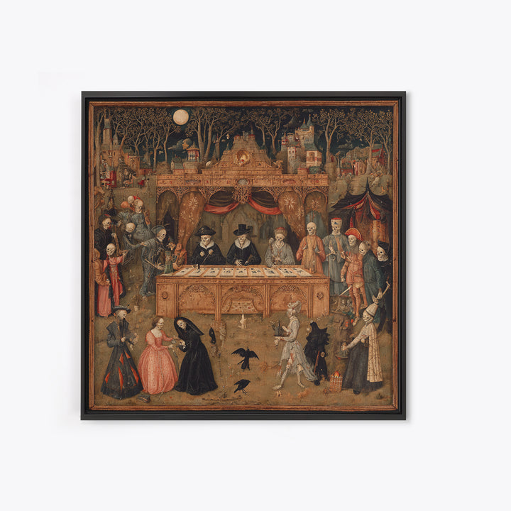 The Antique Spirit Board, Danse Macabre Art, Square Wall Art, Dark Fantasy Wall Art, Framed Canvas Print
