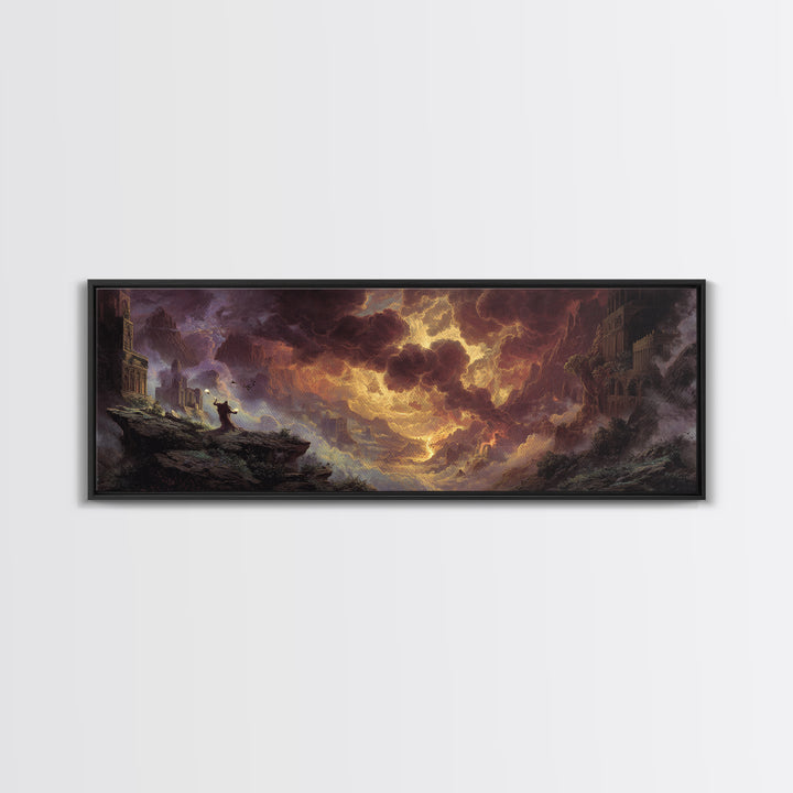 The Antique Spirit Board, Apocalyptic Romantic Art, Extra Wide Wall Art, Dark Fantasy Wall Art, Framed Canvas Print, Halloween Wall Art