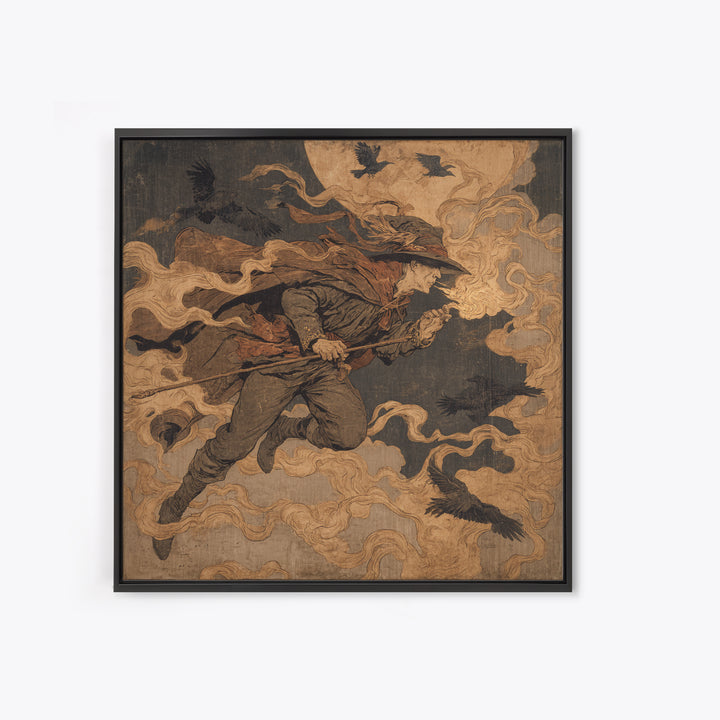 The Antique Spirit Board, Symbolist Etching Art, Square Wall Art, Gothic Horror Wall Art, Canvas Print, Halloween Wall Art