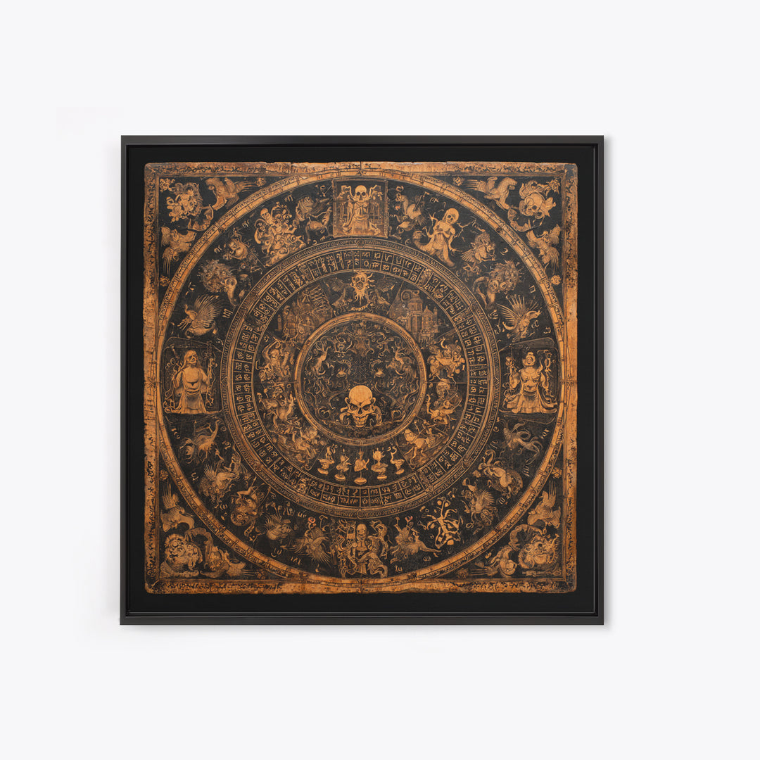 The Antique Spirit Board, Grotesque Carnival Art, Square Wall Art, Dark Halloween Decor, Canvas Print, Halloween Wall Art