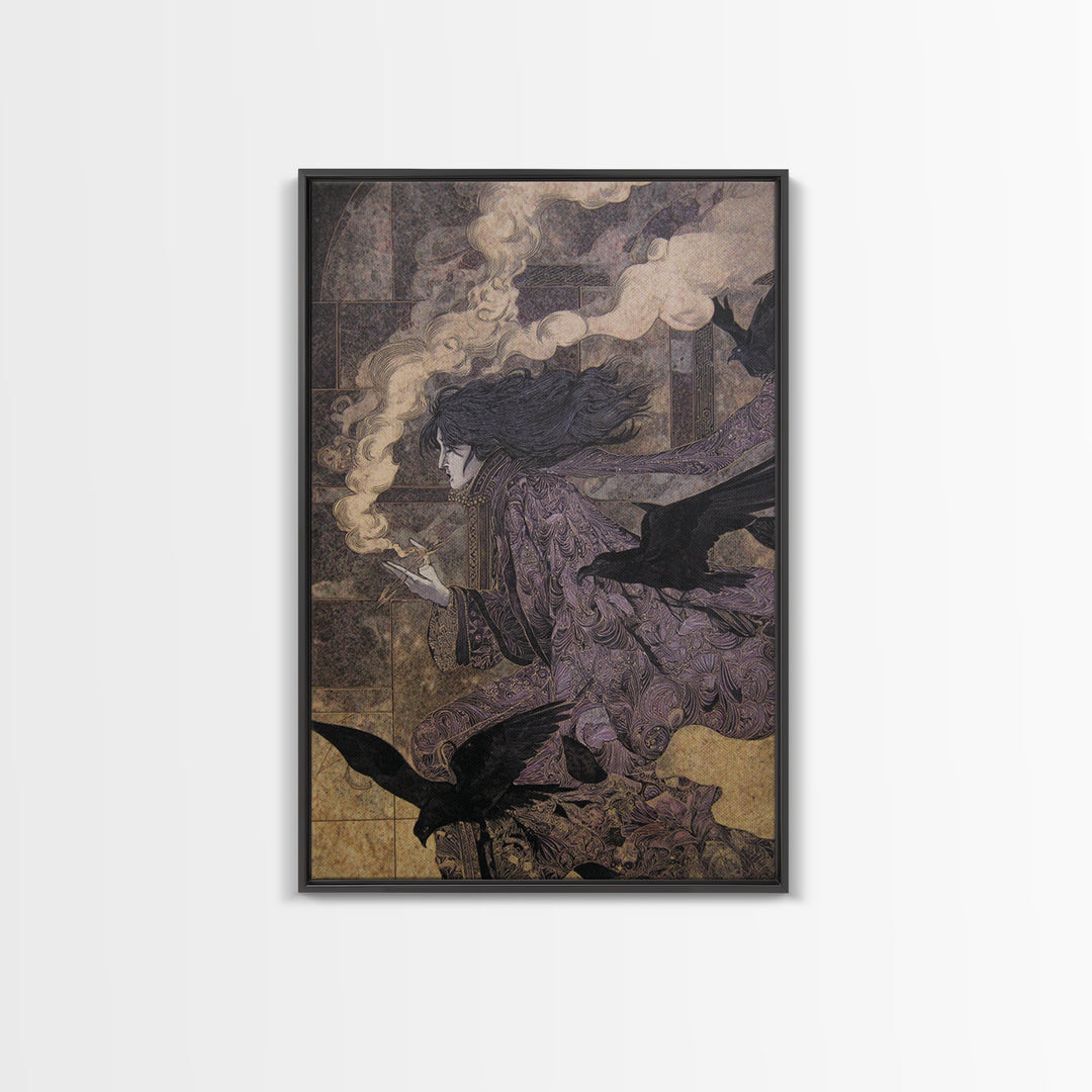 The Antique Spirit Board, Stained Glass Gothic Art, Vertical Wall Art, Dark Fantasy Wall Art, Canvas Print, Halloween Wall Art