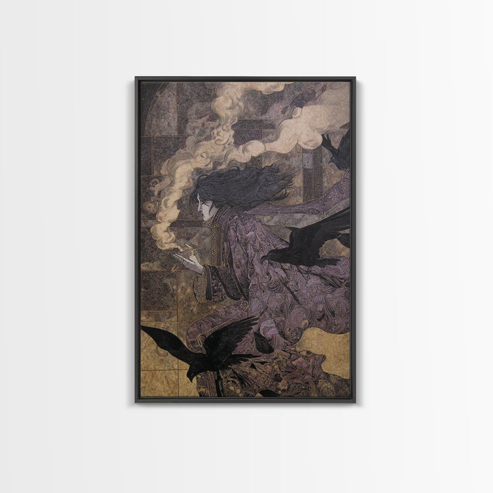 The Antique Spirit Board, Stained Glass Gothic Art, Vertical Wall Art, Dark Fantasy Wall Art, Canvas Print, Halloween Wall Art
