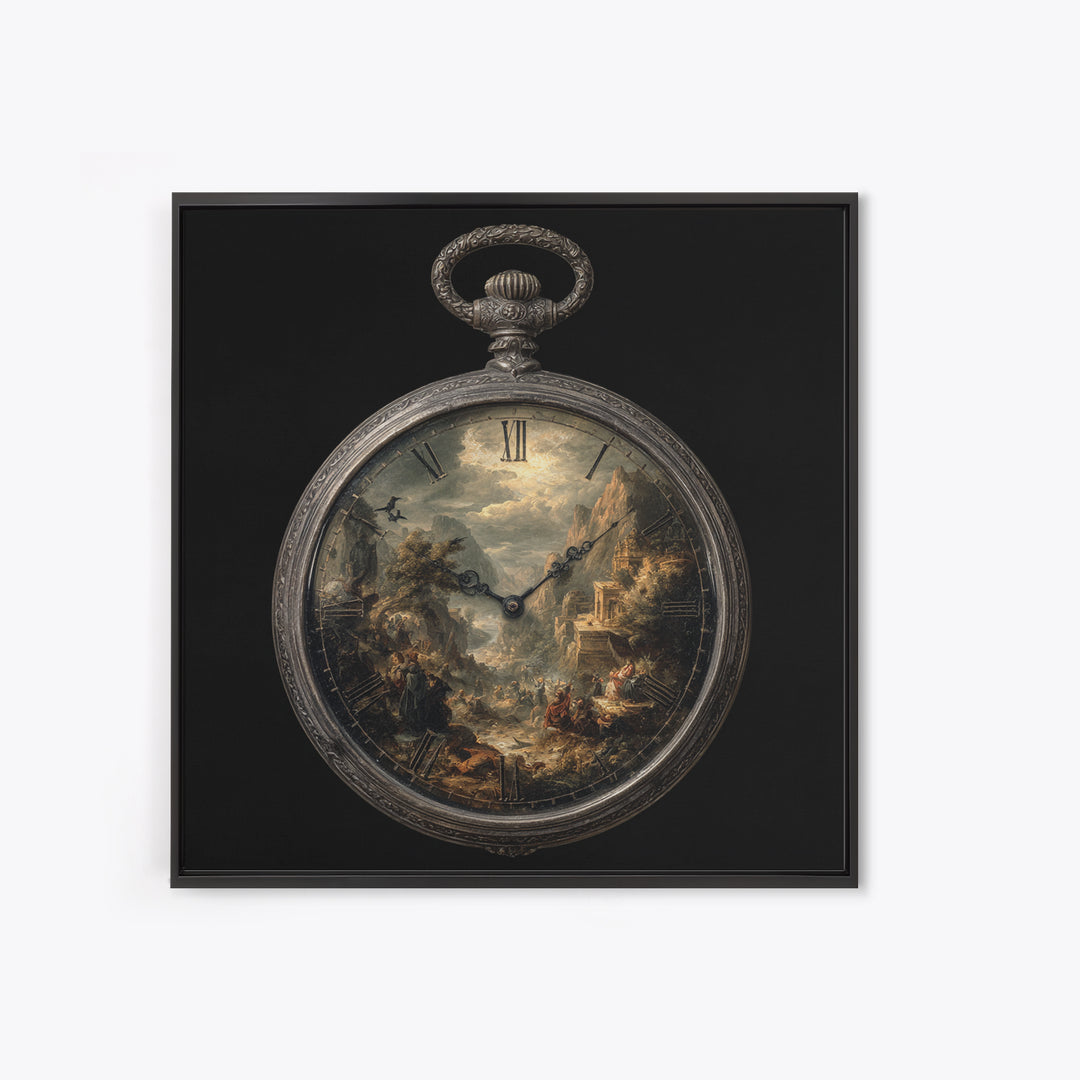 The Cursed Pocket Watch, Baroque Witchcraft Art, Square Wall Art, Dark Halloween Decor, Canvas Print, Halloween Wall Art