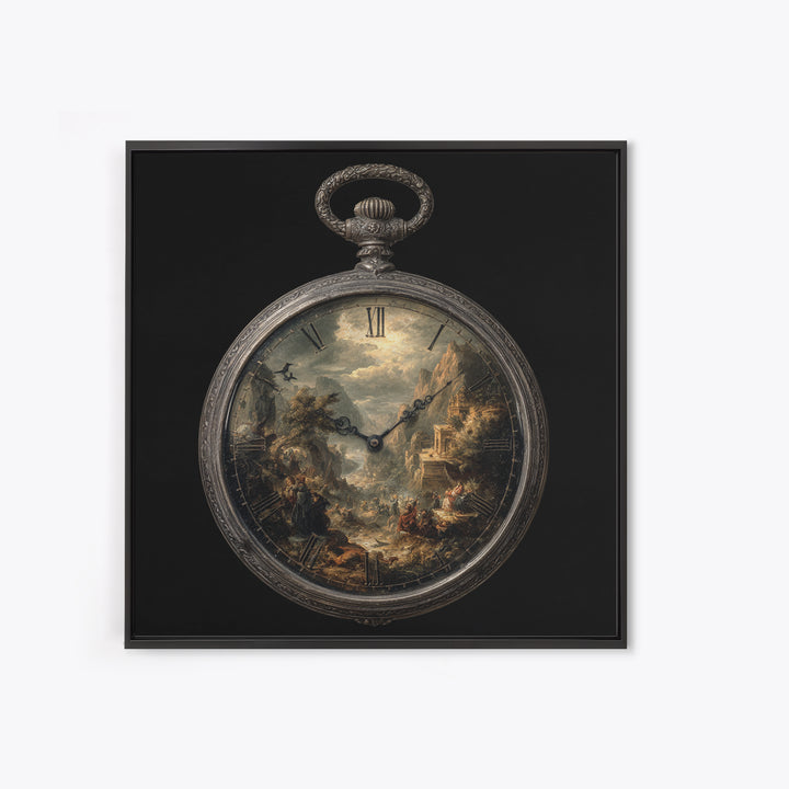The Cursed Pocket Watch, Baroque Witchcraft Art, Square Wall Art, Dark Halloween Decor, Canvas Print, Halloween Wall Art