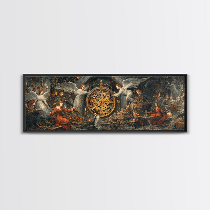 The Cursed Pocket Watch, Visionary Gothic Art, Extra Wide Wall Art, Gothic Horror Wall Art, Canvas Print, Halloween Wall Art