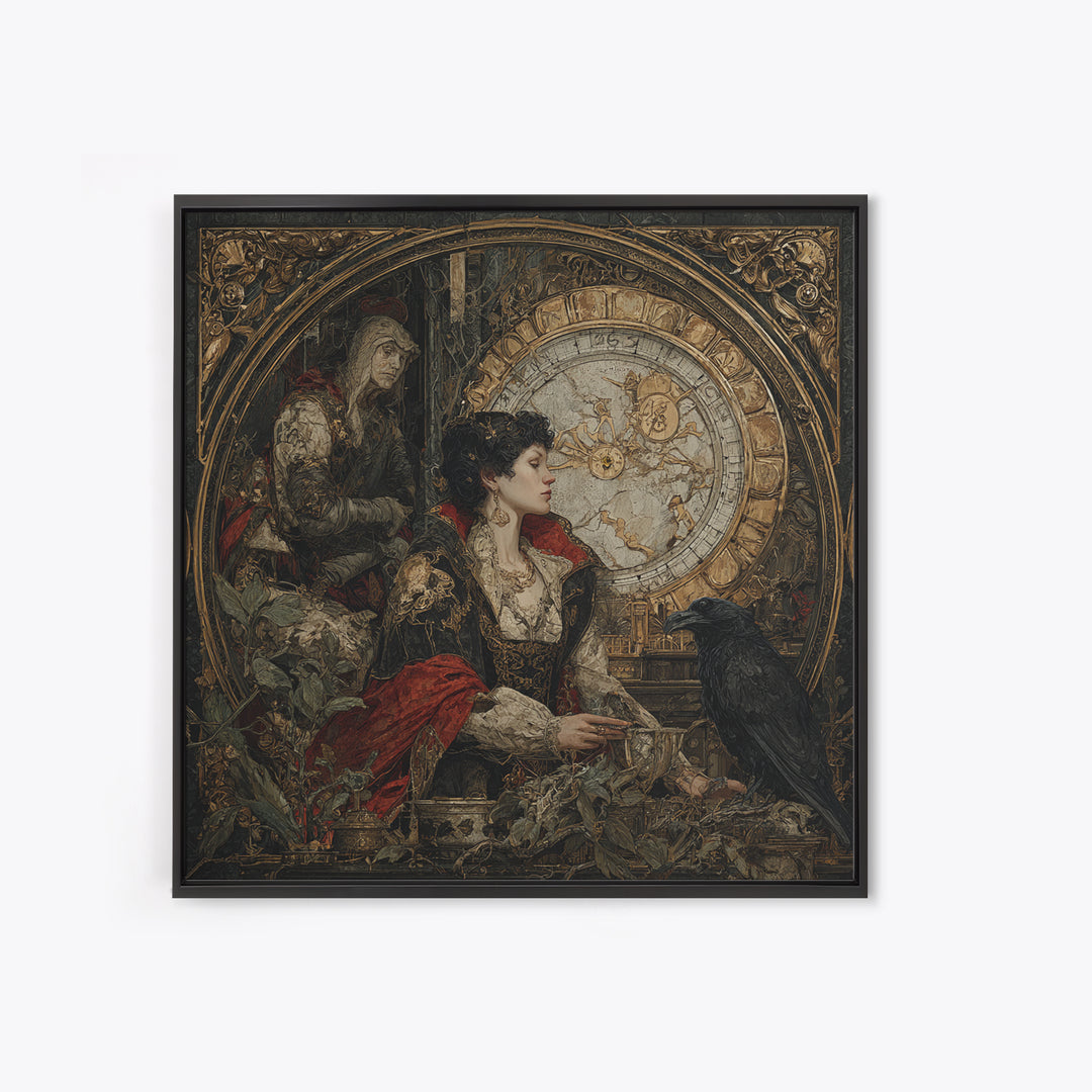 The Cursed Pocket Watch, Ornate Symbolist Art, Square Wall Art, Gothic Horror Wall Art, Framed Canvas Print, Halloween Wall Art