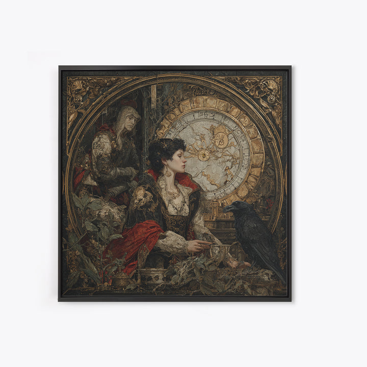 The Cursed Pocket Watch, Ornate Symbolist Art, Square Wall Art, Gothic Horror Wall Art, Framed Canvas Print, Halloween Wall Art