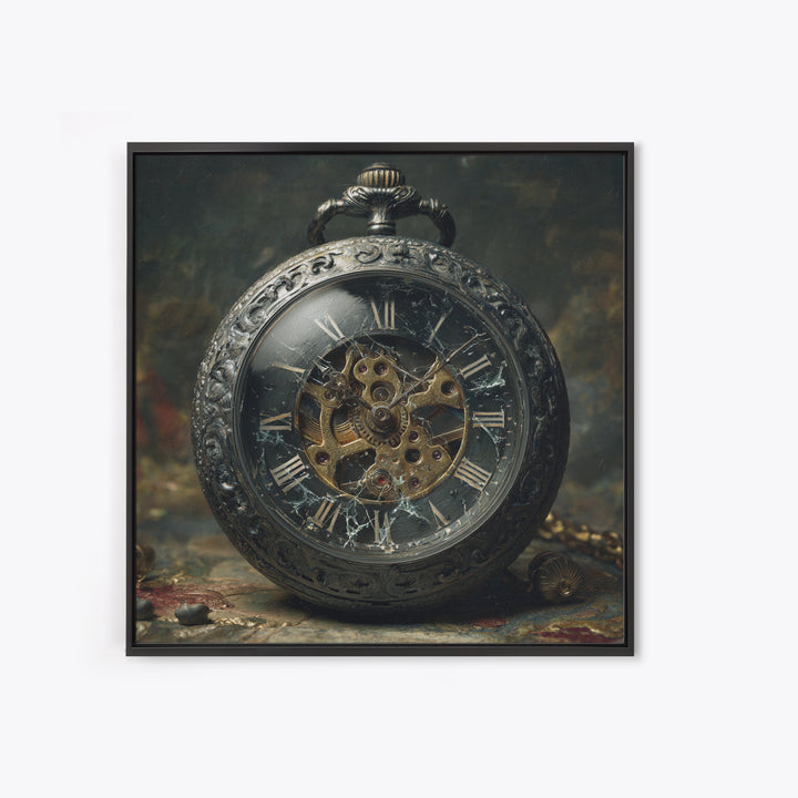 The Cursed Pocket Watch, Dark Symbolist Art, Square Wall Art, Dark Fantasy Wall Art, Framed Canvas Print, Halloween Wall Art