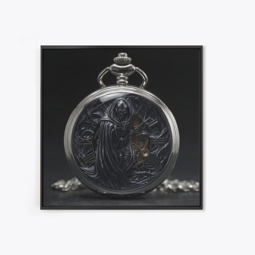 The Cursed Pocket Watch, Biomechanical Horror Art, Square Wall Art, Macabre Wall Art, Canvas Print, Halloween Wall Art, Horror Wall Art
