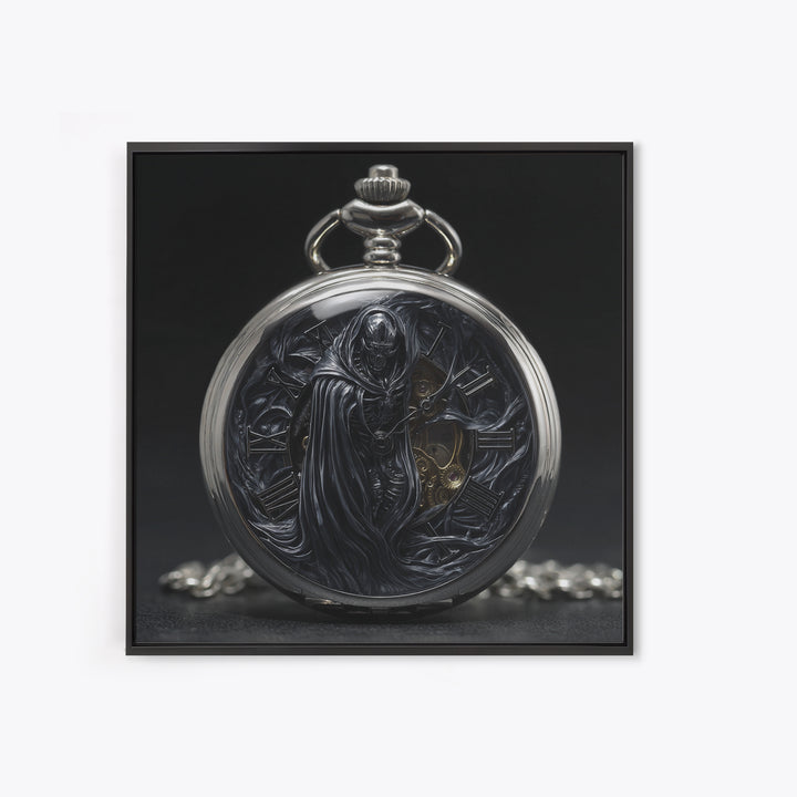 The Cursed Pocket Watch, Biomechanical Horror Art, Square Wall Art, Macabre Wall Art, Canvas Print, Halloween Wall Art, Horror Wall Art