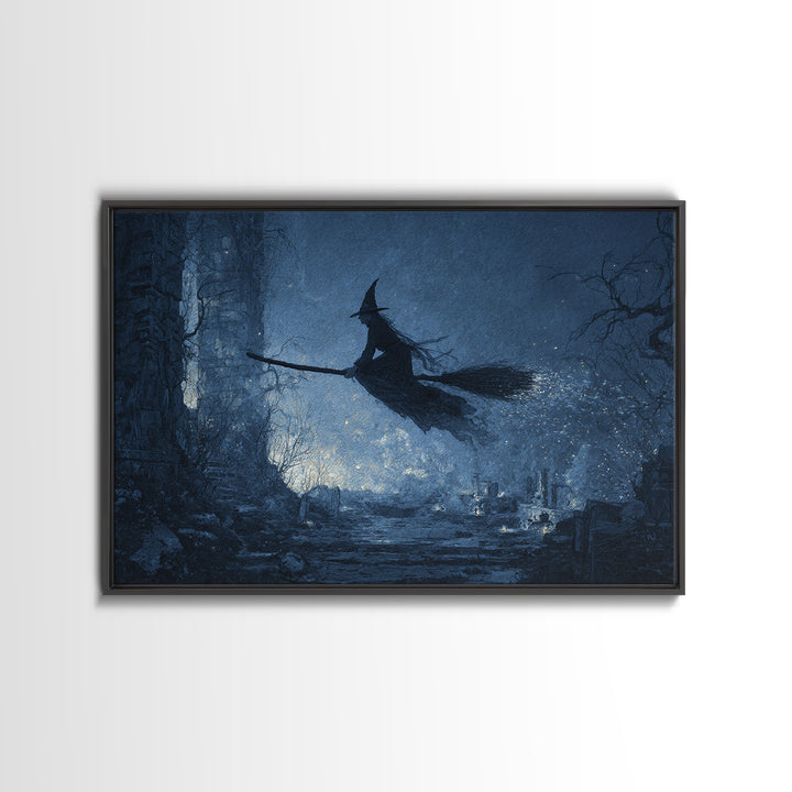 The Witch'S Broom, Romantic Gothic Landscape, Landscape Wall Art, Dark Fantasy Wall Art, Canvas Print, Halloween Wall Art