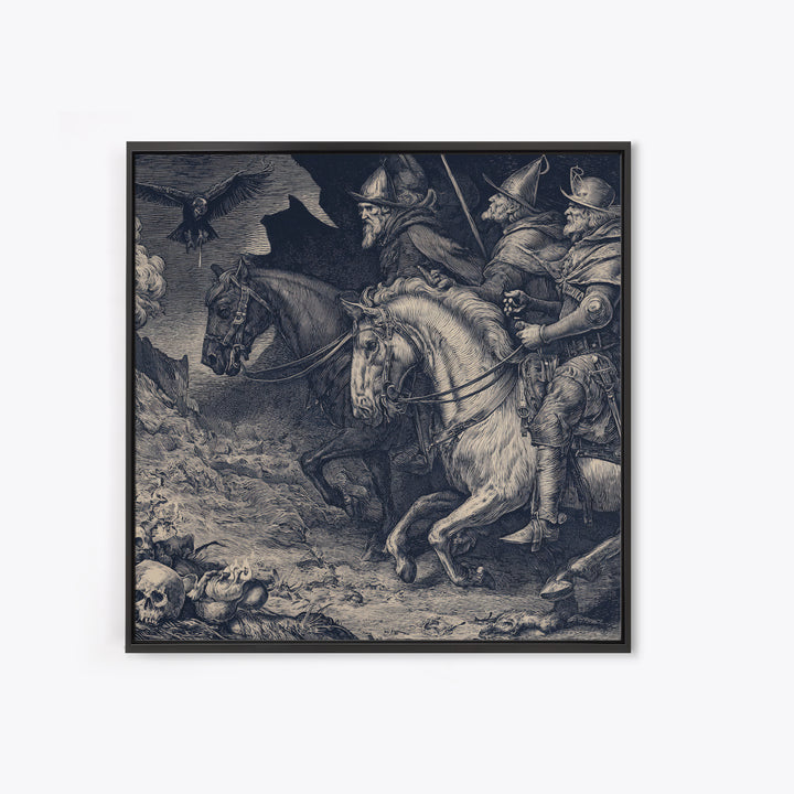 The Bone-Handled Lantern, Renaissance Engraving Art, Square Wall Art, Macabre Wall Art, Canvas Print, Halloween Wall Art
