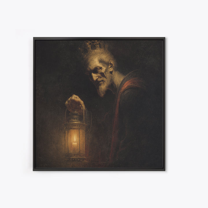 The Bone-Handled Lantern, Dark Symbolist Art, Square Wall Art, Dark Fantasy Wall Art, Canvas Print, Halloween Wall Art