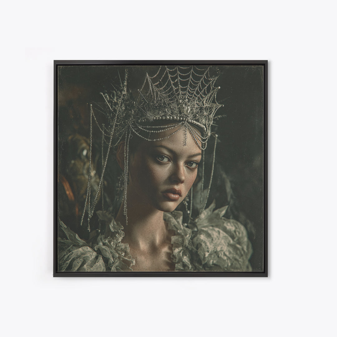 The Spiderweb Crown, Baroque Witchcraft Art, Square Wall Art, Gothic Horror Wall Art, Canvas Print, Halloween Wall Art, Halloween Decor