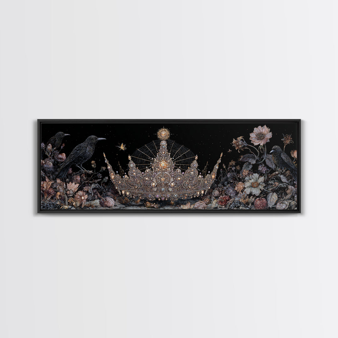 The Spiderweb Crown, Visionary Gothic Art, Extra Wide Wall Art, Macabre Wall Art, Framed Canvas Print, Halloween Wall Art