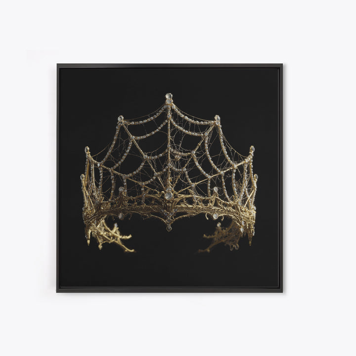 The Spiderweb Crown, Ornate Symbolist Art, Square Wall Art, Dark Fantasy Wall Art, Canvas Print, Halloween Wall Art, Horror Wall Art