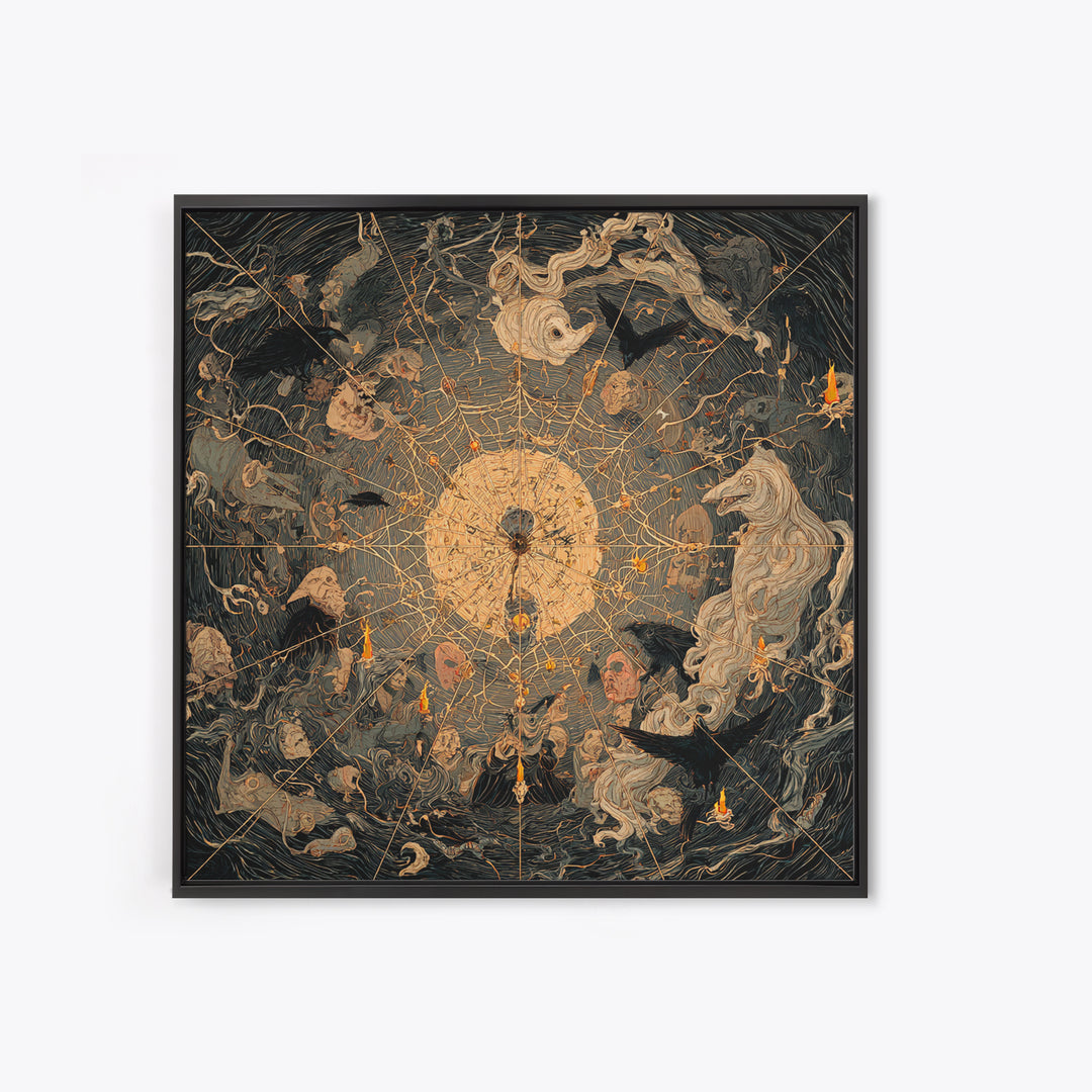 The Spiderweb Crown, Expressionist Gothic Art, Square Wall Art, Dark Halloween Decor, Canvas Print, Halloween Wall Art, Gothic Home Decor
