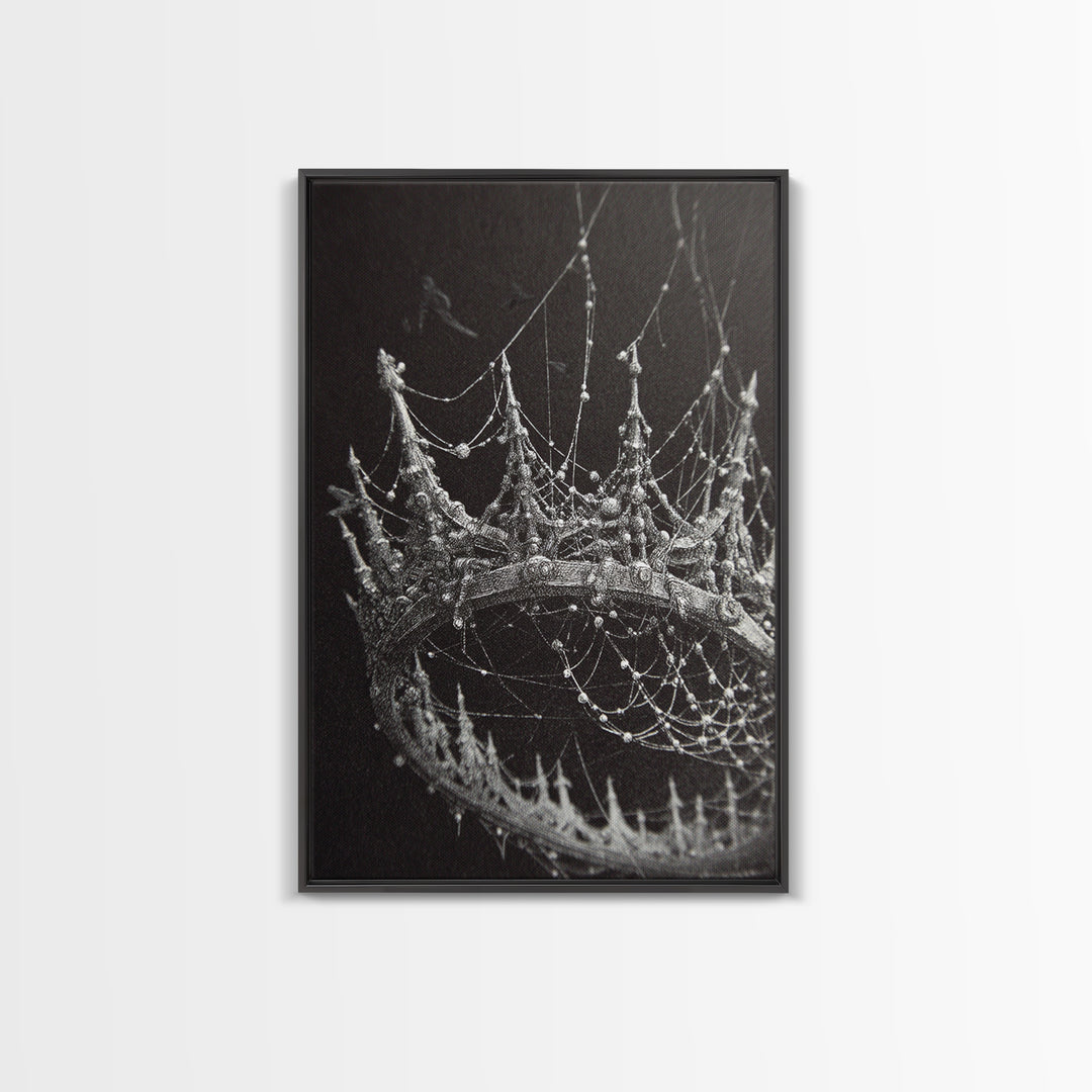 The Spiderweb Crown, Victorian Macabre Art, Vertical Wall Art, Dark Fantasy Wall Art, Canvas Print, Halloween Wall Art