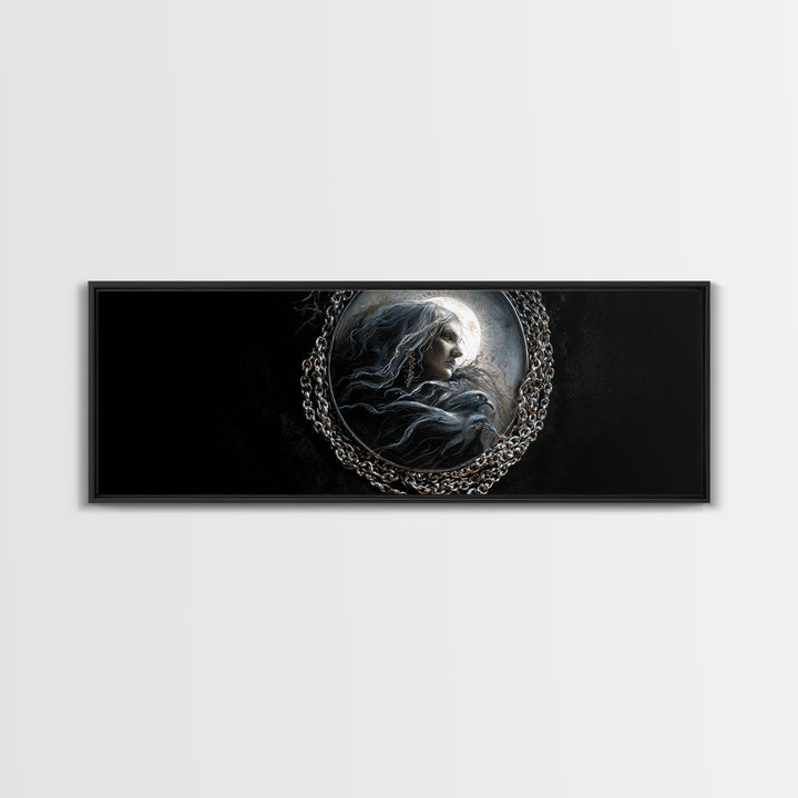 The Moonstone Amulet, Dark Romantic Horror Art, Extra Wide Wall Art, Macabre Wall Art, Canvas Print, Halloween Wall Art, Horror Wall Art
