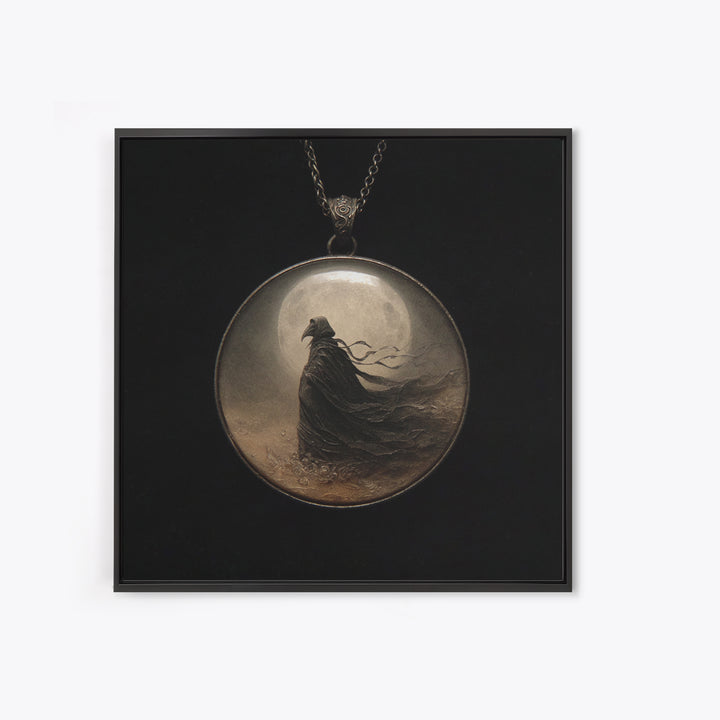 The Moonstone Amulet, Symbolist Dream Art, Square Wall Art, Macabre Wall Art, Canvas Print, Halloween Wall Art, Spooky Wall Decor