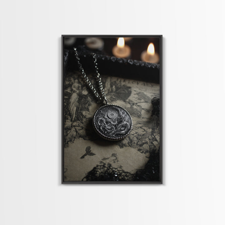 The Moonstone Amulet, Victorian Macabre Art, Vertical Wall Art, Gothic Horror Wall Art, Canvas Print, Halloween Wall Art