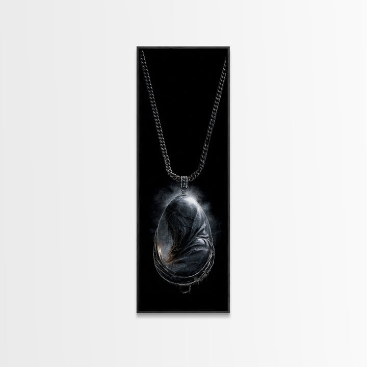 The Moonstone Amulet, Surreal Apocalyptic Art, Tall Narrow Wall Art, Gothic Horror Wall Art, Canvas Print, Halloween Wall Art