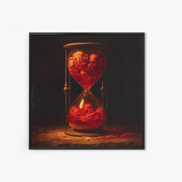 The Crimson Hourglass, Dark Renaissance Art, Square Wall Art, Dark Fantasy Wall Art, Framed Canvas Print, Halloween Wall Art