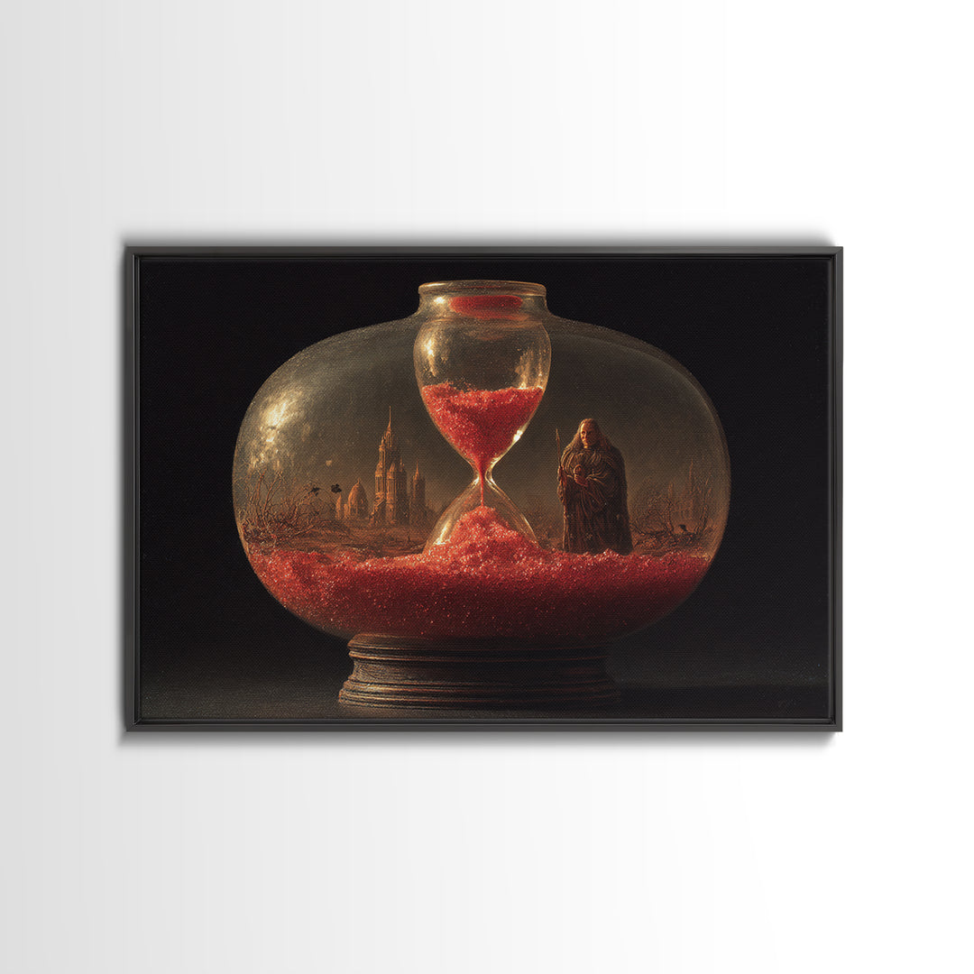 The Crimson Hourglass, Romantic Gothic Landscape, Landscape Wall Art, Dark Fantasy Wall Art, Canvas Print, Halloween Wall Art