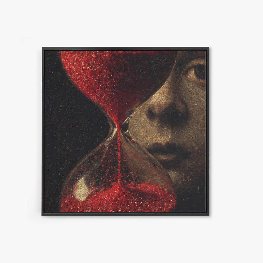 The Crimson Hourglass, Symbolist Dream Art, Square Wall Art, Dark Halloween Decor, Canvas Print, Halloween Wall Art, Macabre Wall Art