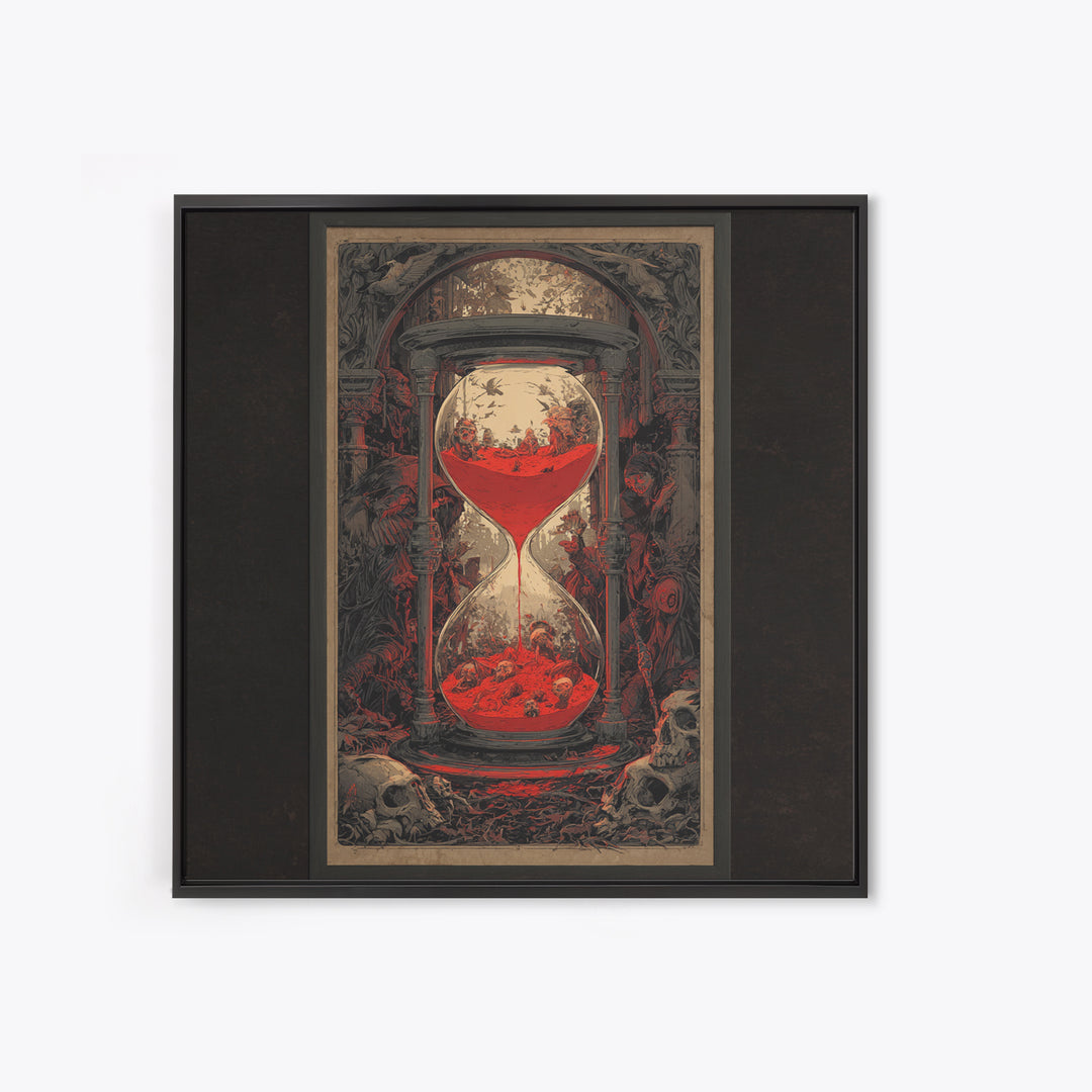 The Crimson Hourglass, Decadent Gothic Art, Square Wall Art, Dark Halloween Decor, Framed Canvas Print, Halloween Wall Art