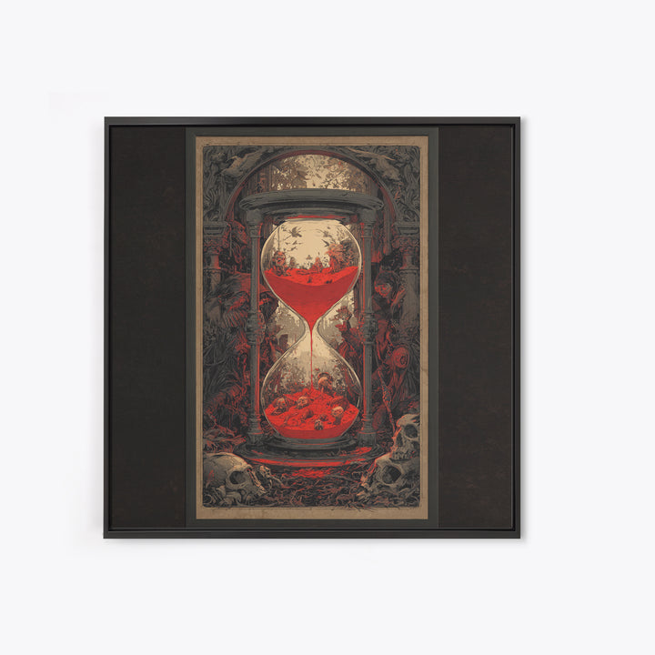 The Crimson Hourglass, Decadent Gothic Art, Square Wall Art, Dark Halloween Decor, Framed Canvas Print, Halloween Wall Art