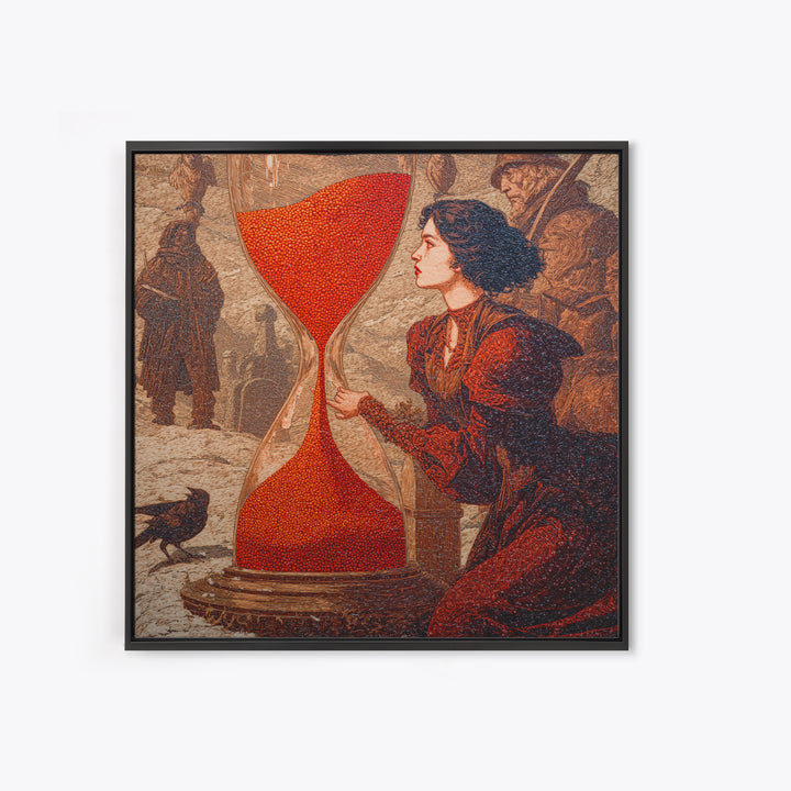 The Crimson Hourglass, Symbolist Death Art, Square Wall Art, Macabre Wall Art, Canvas Print, Halloween Wall Art, Seasonal Home Decor