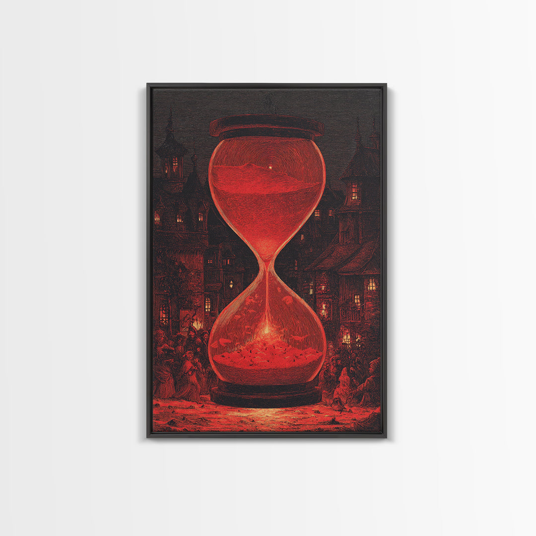 The Crimson Hourglass, Victorian Macabre Art, Vertical Wall Art, Dark Halloween Decor, Canvas Print, Halloween Wall Art