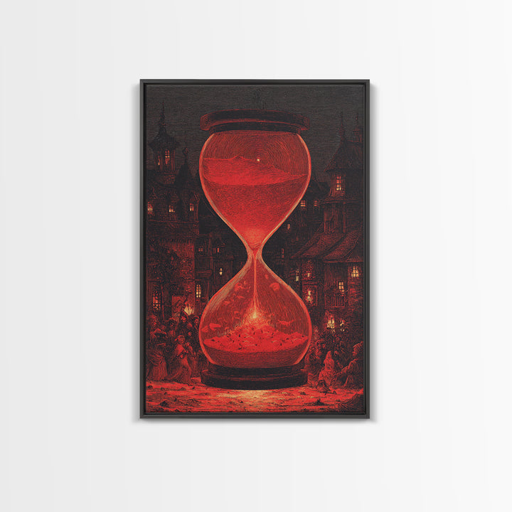 The Crimson Hourglass, Victorian Macabre Art, Vertical Wall Art, Dark Halloween Decor, Canvas Print, Halloween Wall Art
