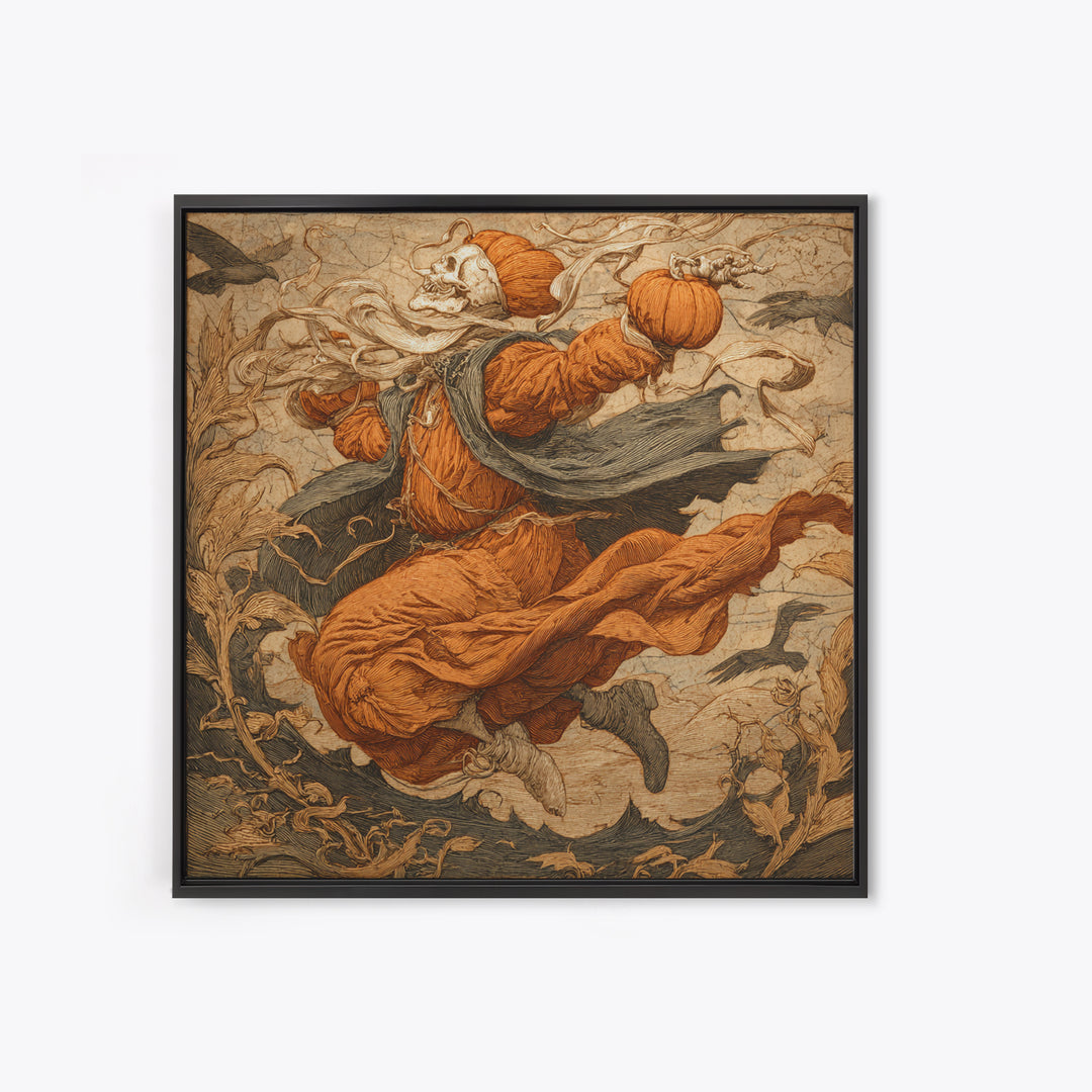 The Jack-O'-Lantern Throne, Danse Macabre Art, Square Wall Art, Macabre Wall Art, Framed Canvas Print, Dark Fantasy Art