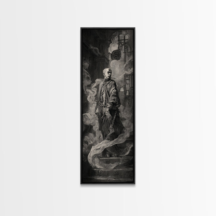 The Haunted Portrait, Architectural Etching Art, Tall Narrow Wall Art, Macabre Wall Art, Framed Canvas Print, Horror Wall Art