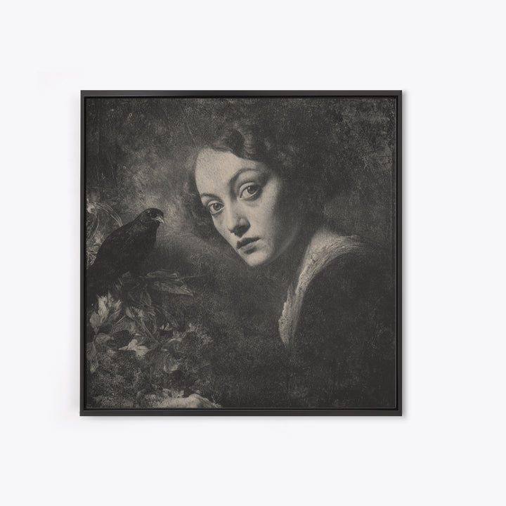 The Haunted Portrait, Symbolist Dream Art, Square Wall Art, Gothic Horror Wall Art, Framed Canvas Print, Halloween Wall Art