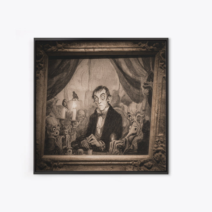 The Haunted Portrait, Expressionist Nightmare Art, Square Wall Art, Macabre Wall Art, Canvas Print, Halloween Wall Art, Dark Fantasy Art